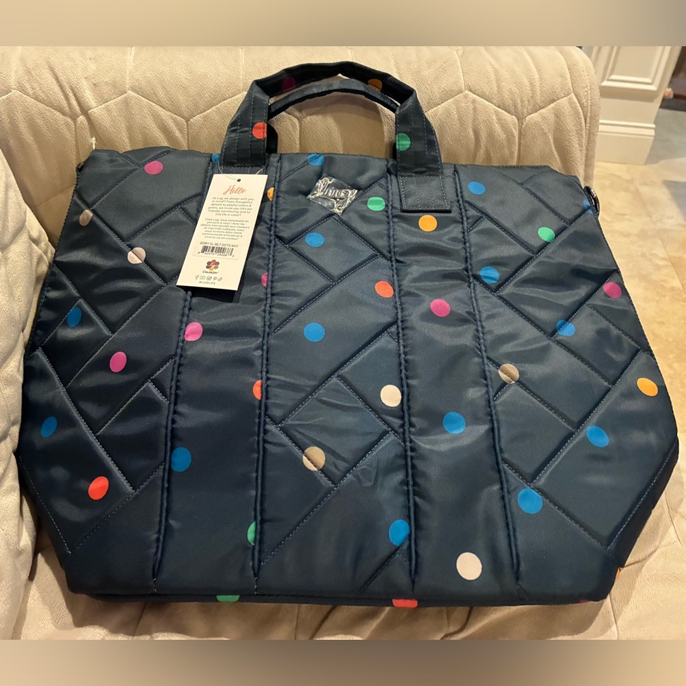 NWT Lug Dory XL in Multi dots Navy